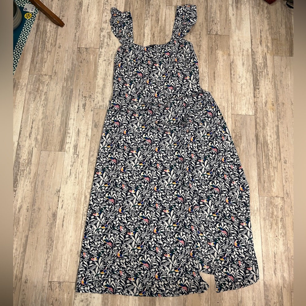 LOFT Floral Bird Print Dress